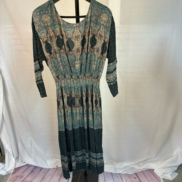 Free People She’s a Lady Reversible Midi Dress in Jade Paisley L - Picture 2 of 11